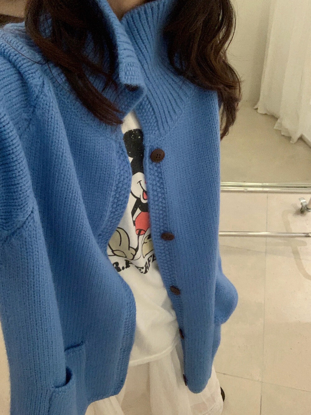 // 小半領口袋排扣中長CD