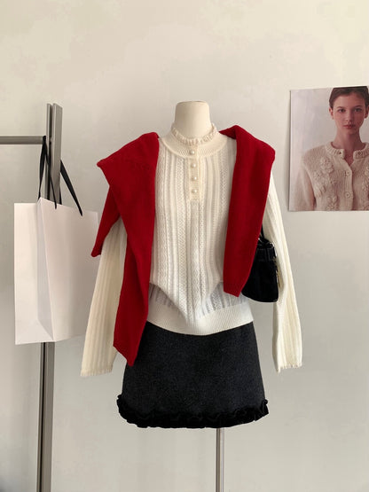 // 拼接花邊領精緻鈎花NT