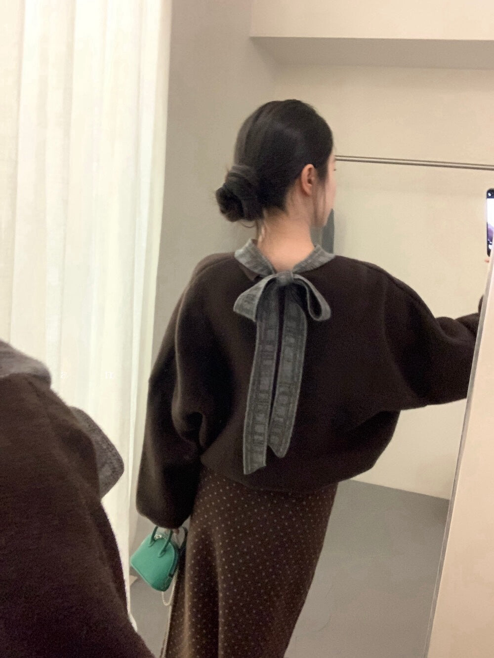 // 20%綿羊毛拼接後綁帶束腳毛衣