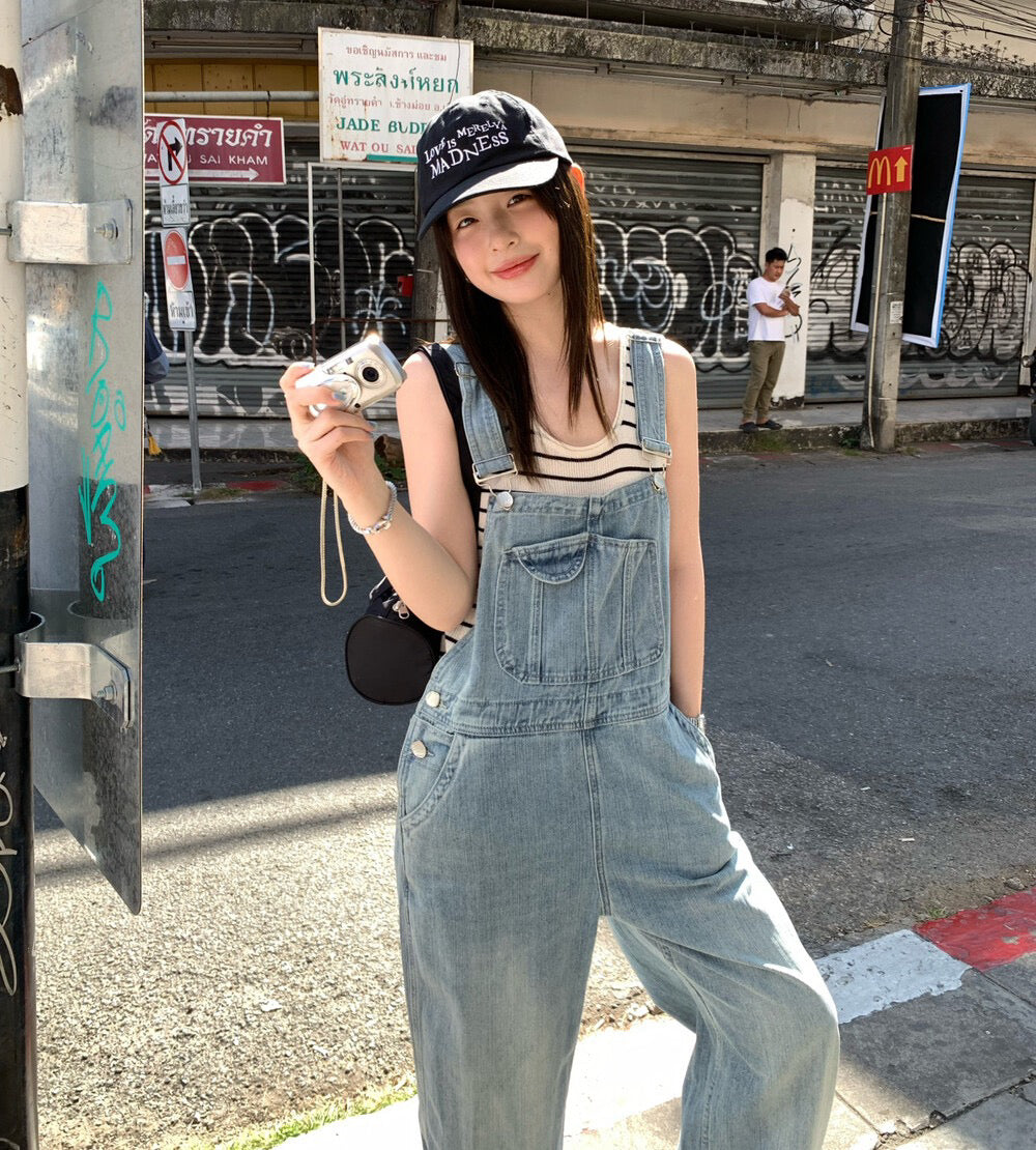 🎀 可愛口袋復古牛仔工人褲