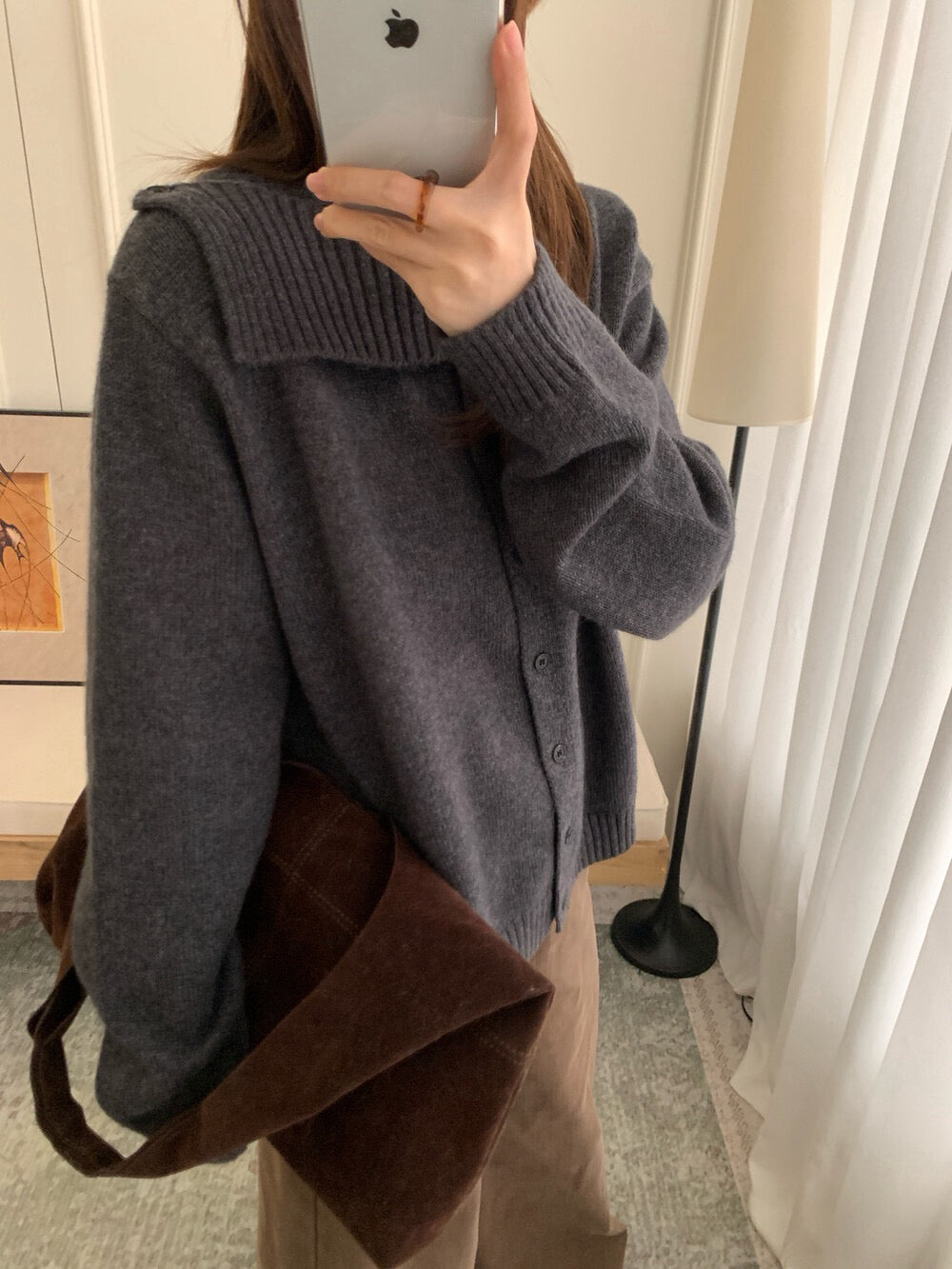 // 30%raccoon特別領口排扣毛衣
