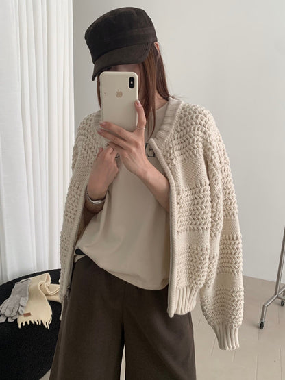 // 重工粗針織肌理感拉鍊CD