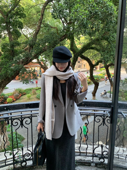 // 10%wool經典雙排扣毛呢西裝外套