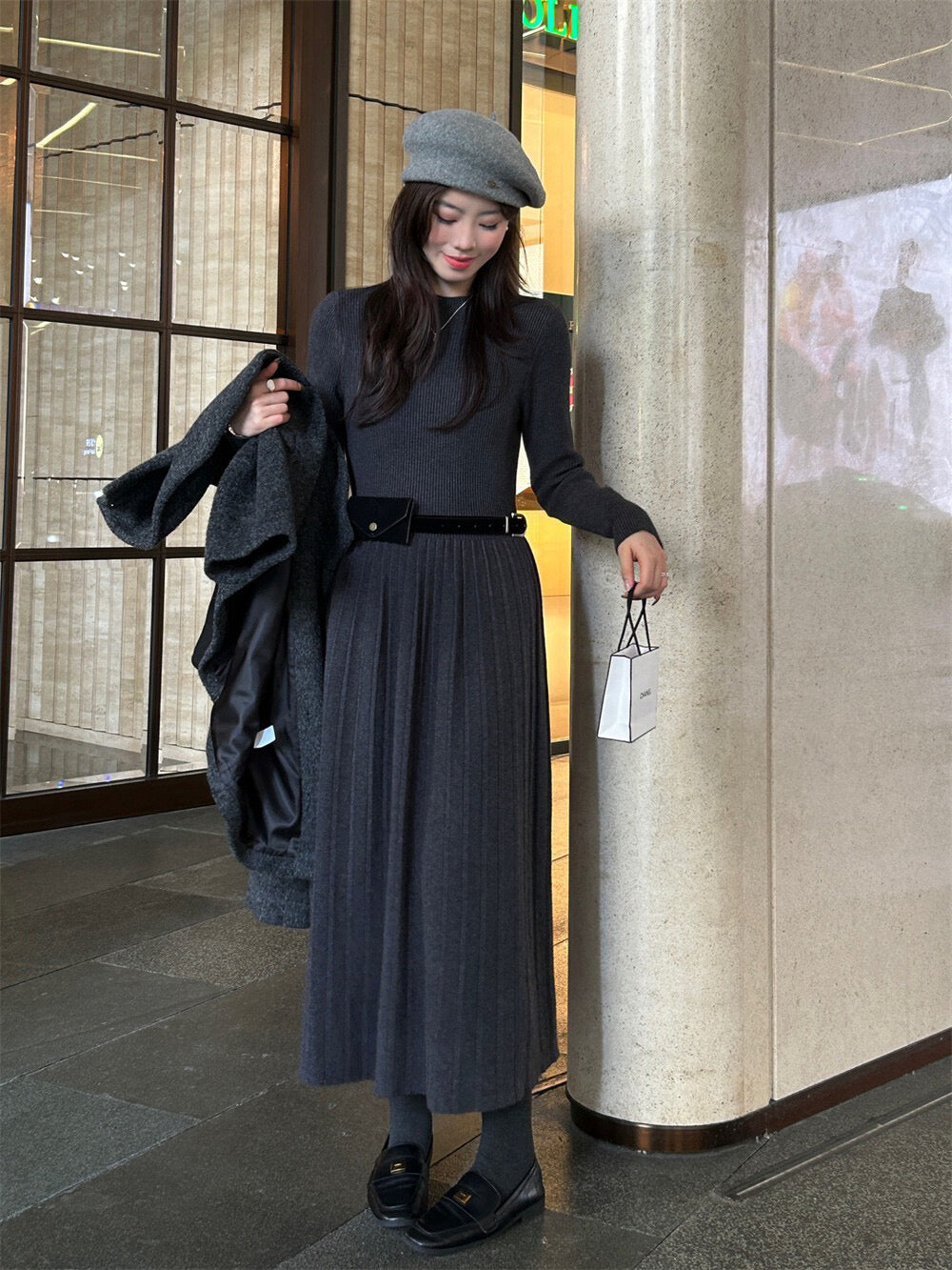 // 超顯瘦氣質百褶針織OPS