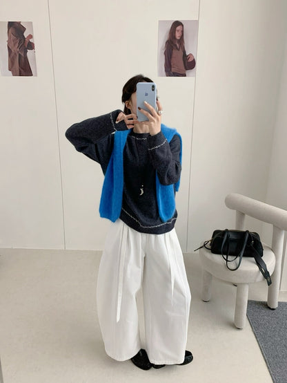 // 撞色穿插邊設計12%兔毛NT