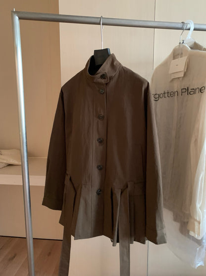 // 設計感百褶腳可立領trench coat