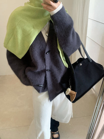 // 超軟糯寬鬆中長牛角鈕CD