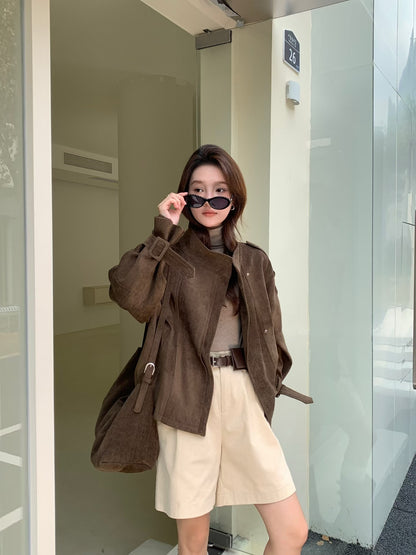 // 超韓立領霧面質感外套