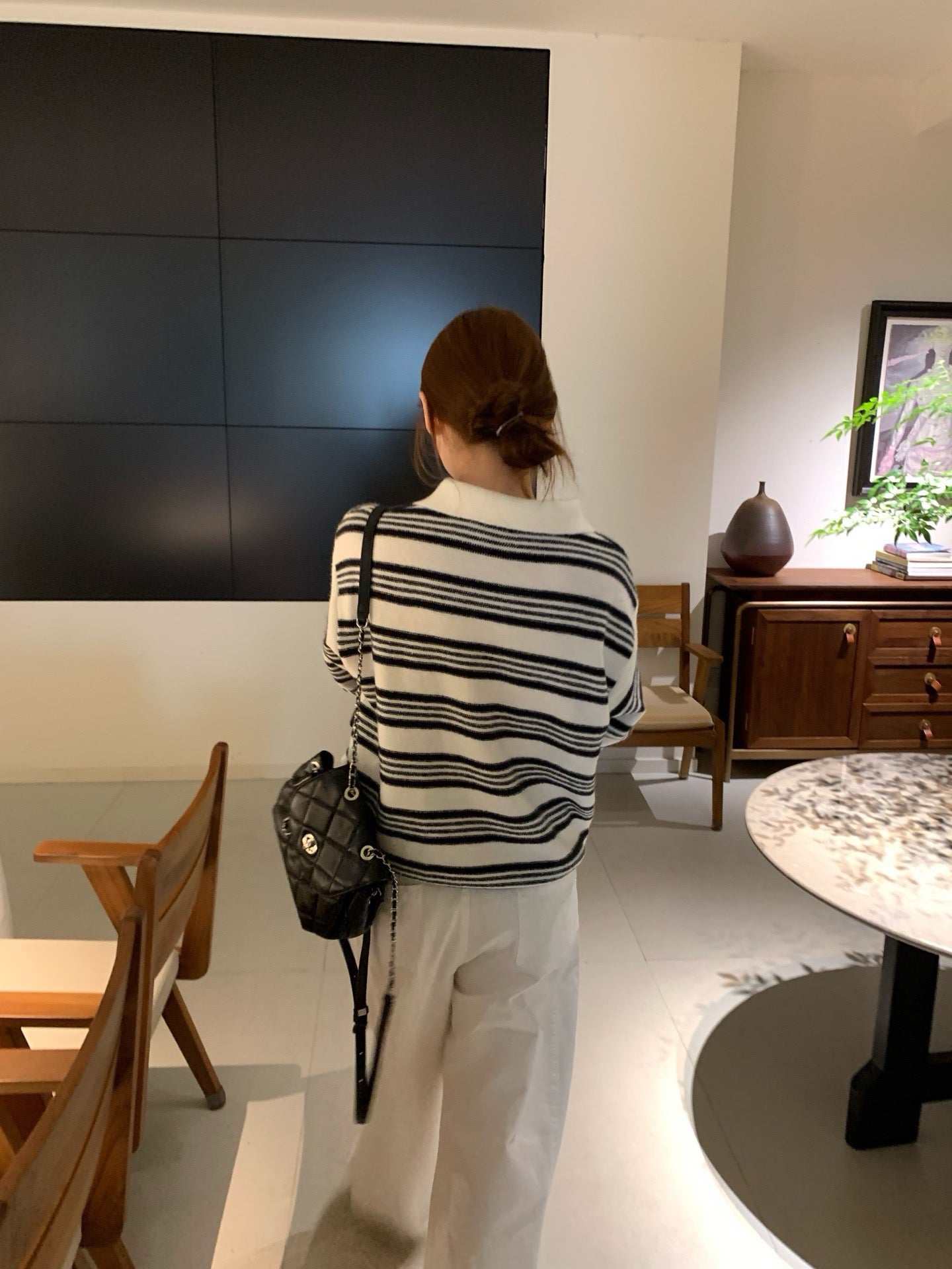 // 復古拼間翻領針織上衣