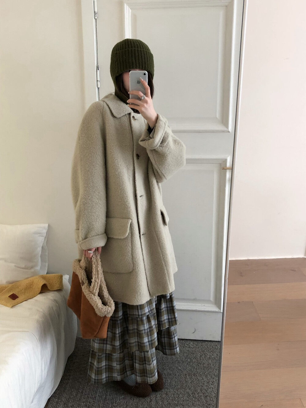 // 10%alpaca+80%wool口袋翻領長長外套