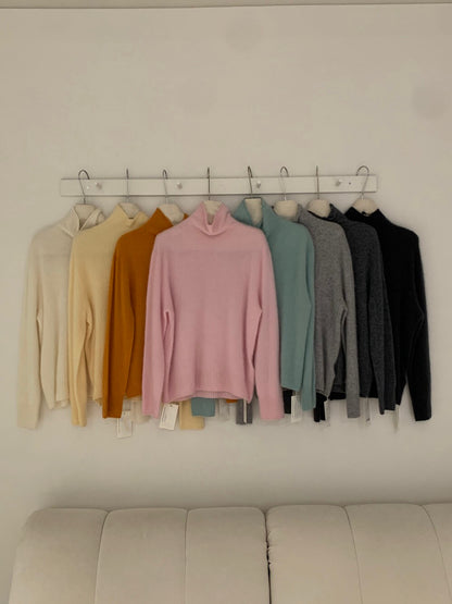 // 95%wool+5%cashmere拉絨工藝小高領針織NT