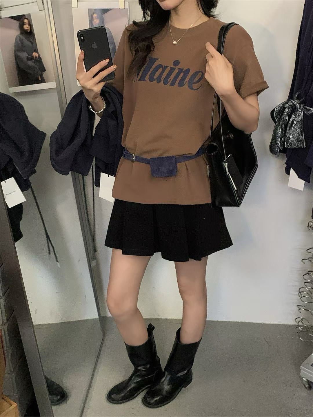 // ‘’Maine’連腰包仔磨毛TEE