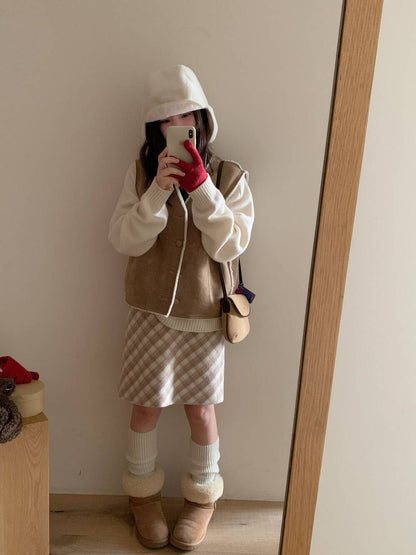 // 可前後雙面穿皮毛一體背心馬甲