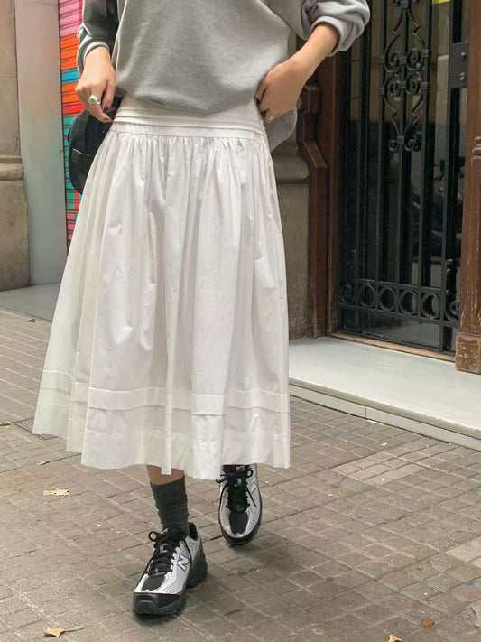 // 重工壓褶腰位傘裙