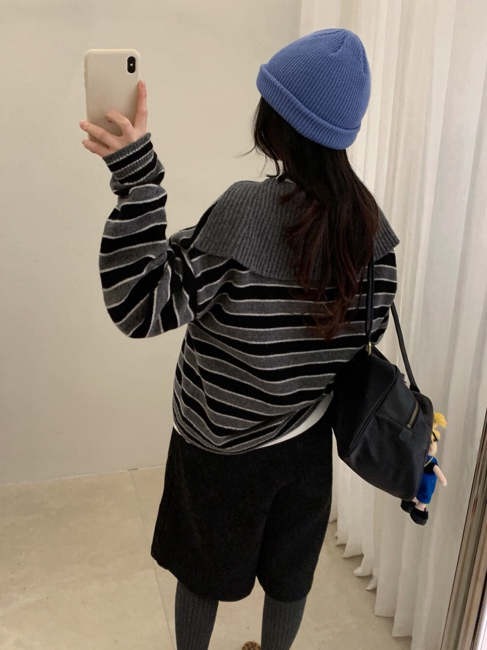 // 100%羊毛可拆領子柔軟間條NT