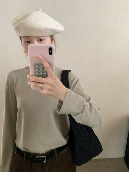 // 必包的高級感磨毛親膚長袖打底TEE