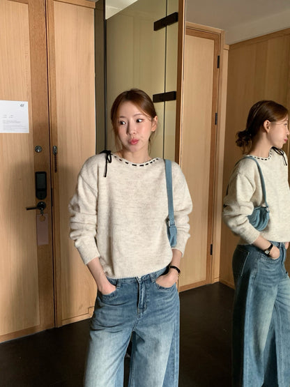 // 精緻撞色穿繩蝴蝶結毛絨感NT