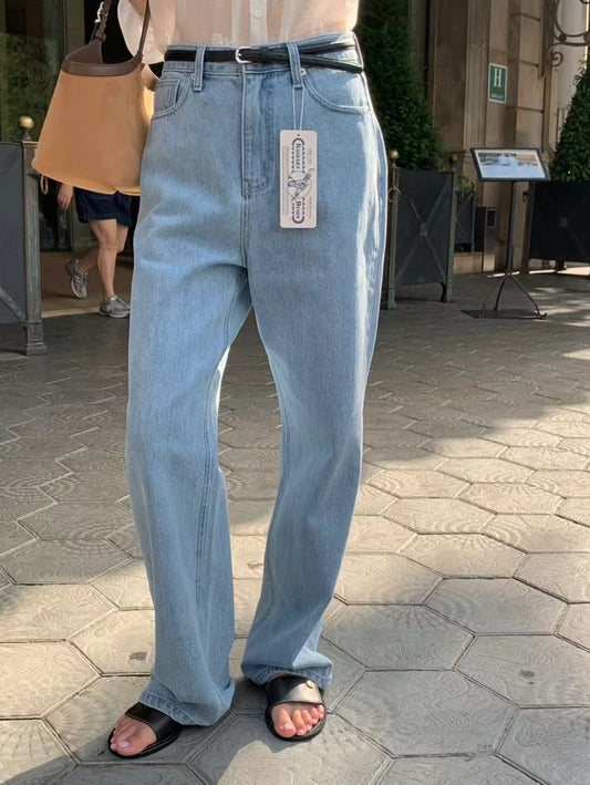 設計師款 // premium denim淺洗水直腳牛仔褲