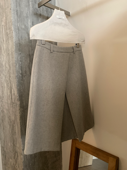 // 45%wool交叉不規則毛呢裙