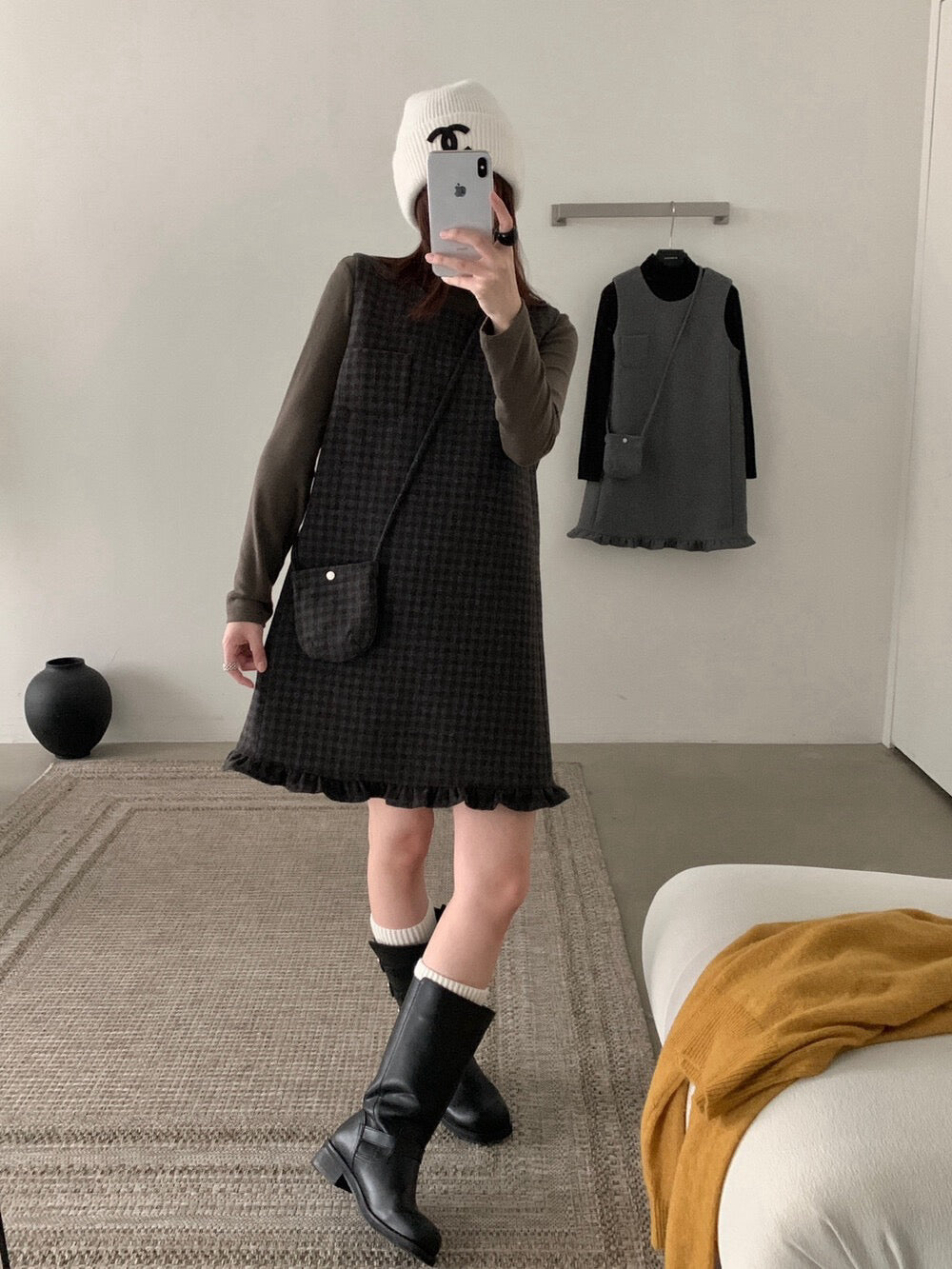 // 50%羊毛花邊腳背心毛呢OPS(連袋仔)