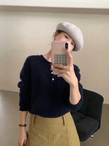 // 三粒鈕卷邊raccoon+wool NT