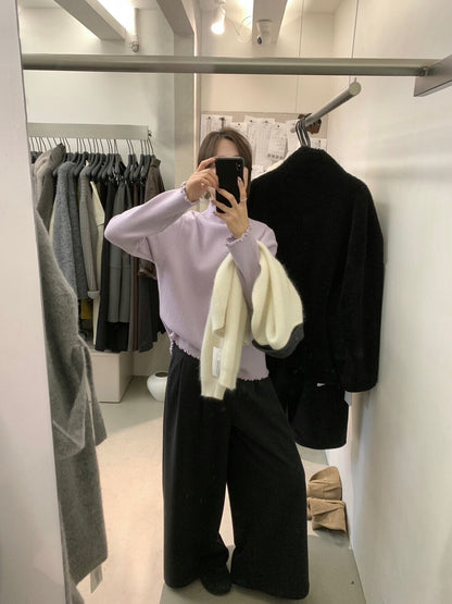 // 壓褶顯瘦加絨闊腳西褲