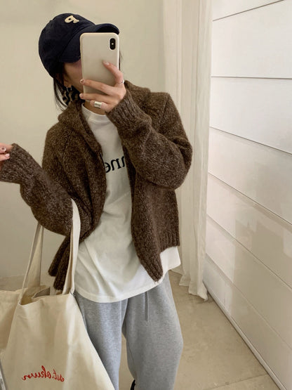 // 8%wool花線上下拉鍊連帽CD