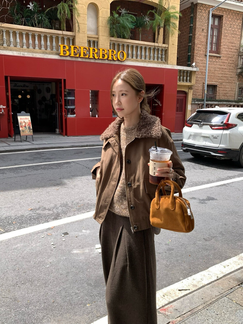 // 帥帥毛毛領夾棉飛行外套