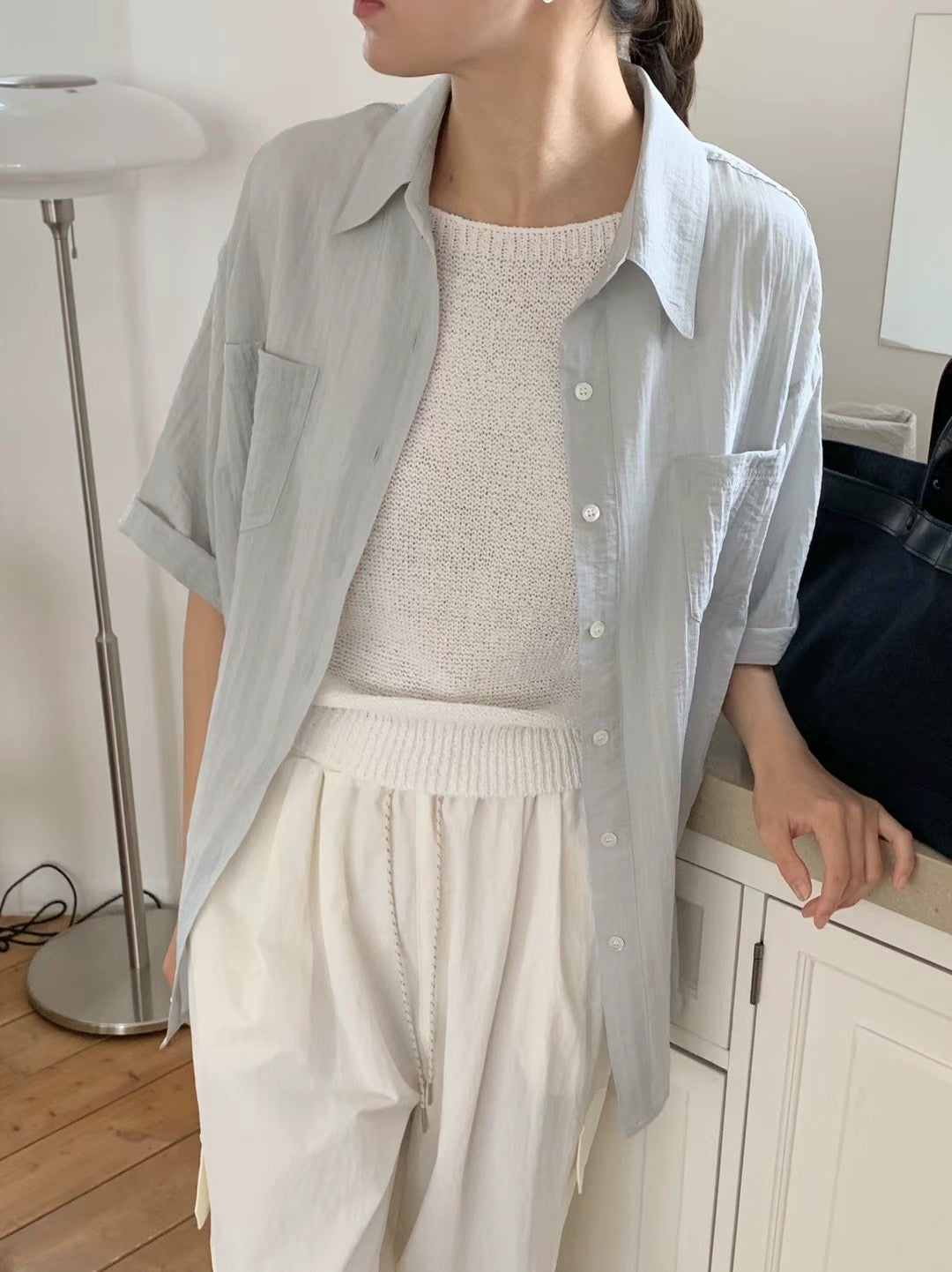 // silky質感口袋寬鬆短袖SH