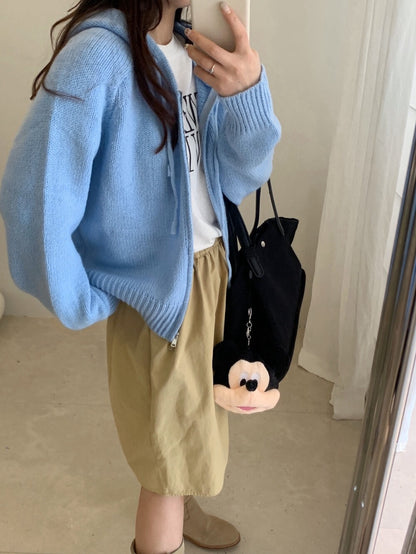 // 軟糯感20%羊毛上下拉鍊連帽CD