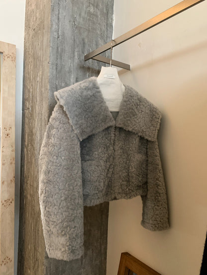 // 氣質大翻領毛毛短款外套