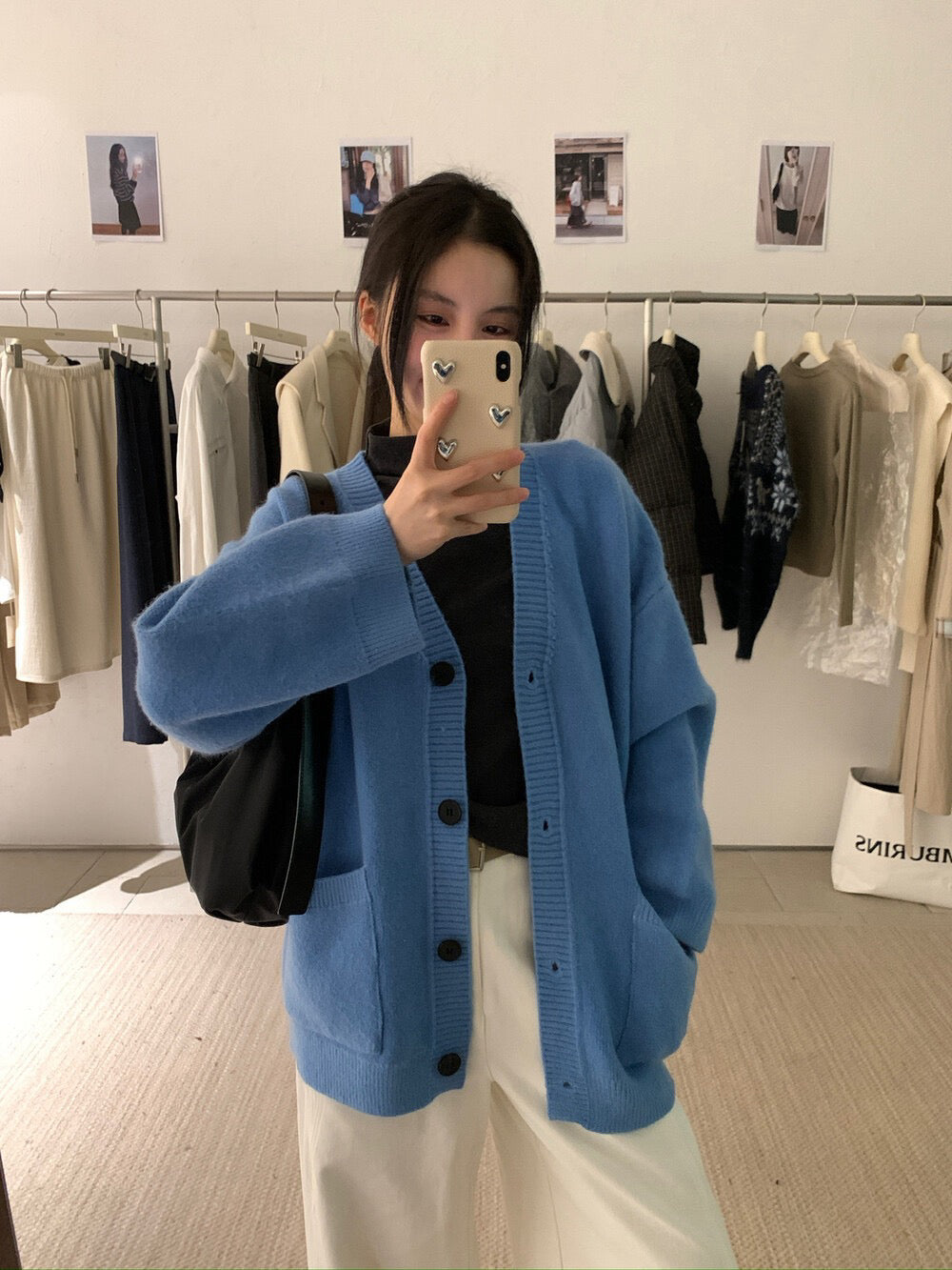 // 慵懶重磅靚色V領中長CD