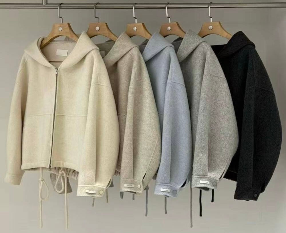 // 100%羊毛低飽和度色調連帽超帥版型手工外套