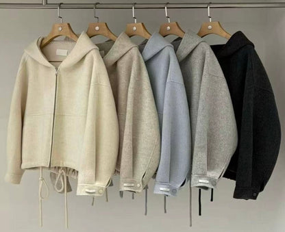 // 100%羊毛低飽和度色調連帽超帥版型手工外套