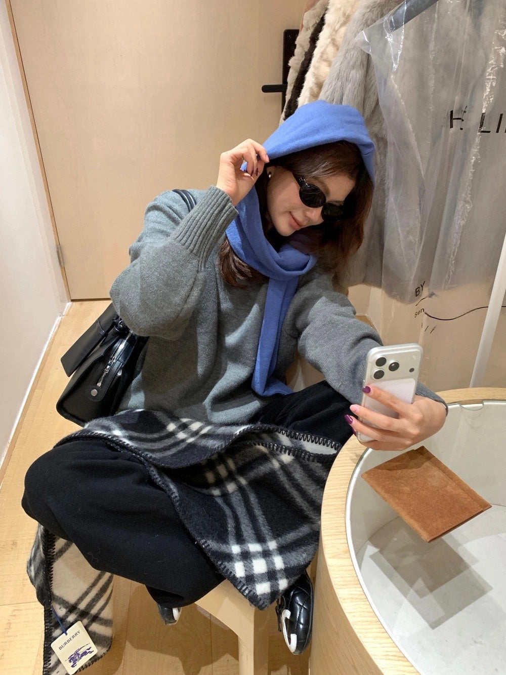 B289 / 鬆弛感圓領連披肩套頭毛衣(披肩不可拆)