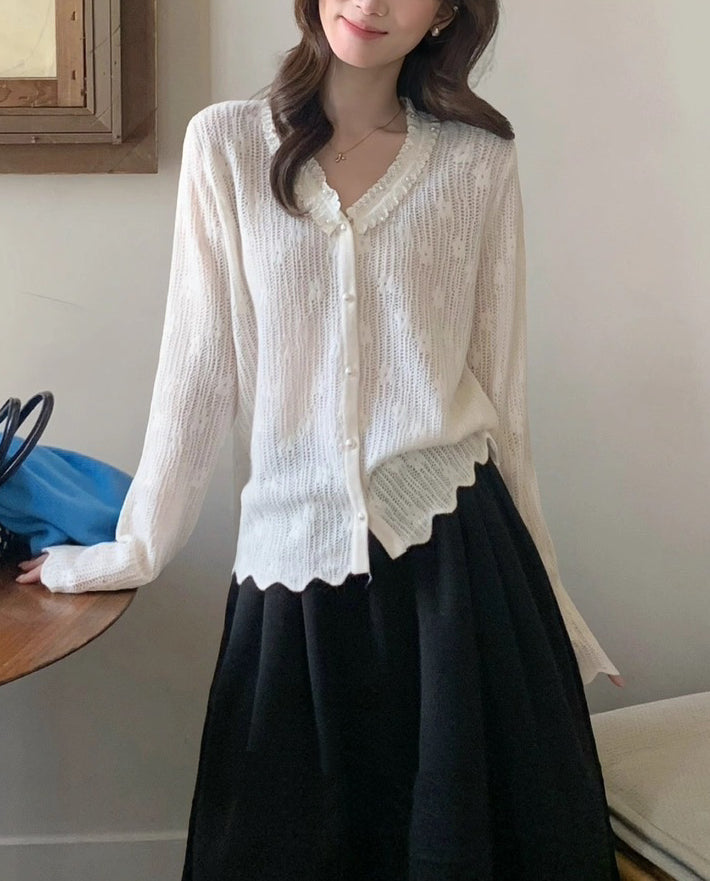 B311 / 肌理感暗刺繡花邊混羊毛BL