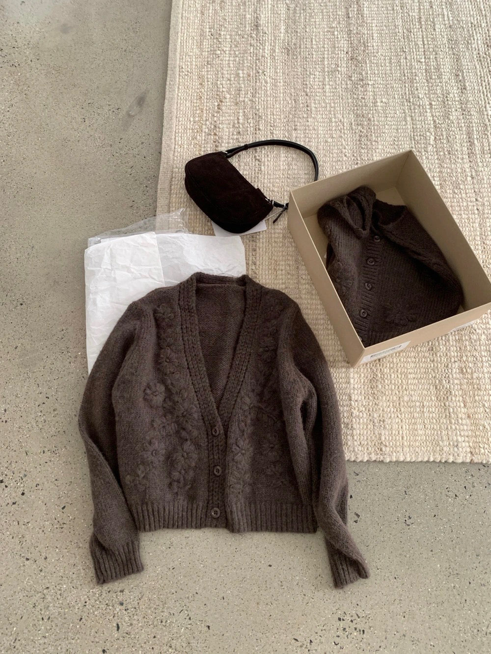 T12 / 重工立體鈎花針織小吊帶+外套套裝(20%WOOL)