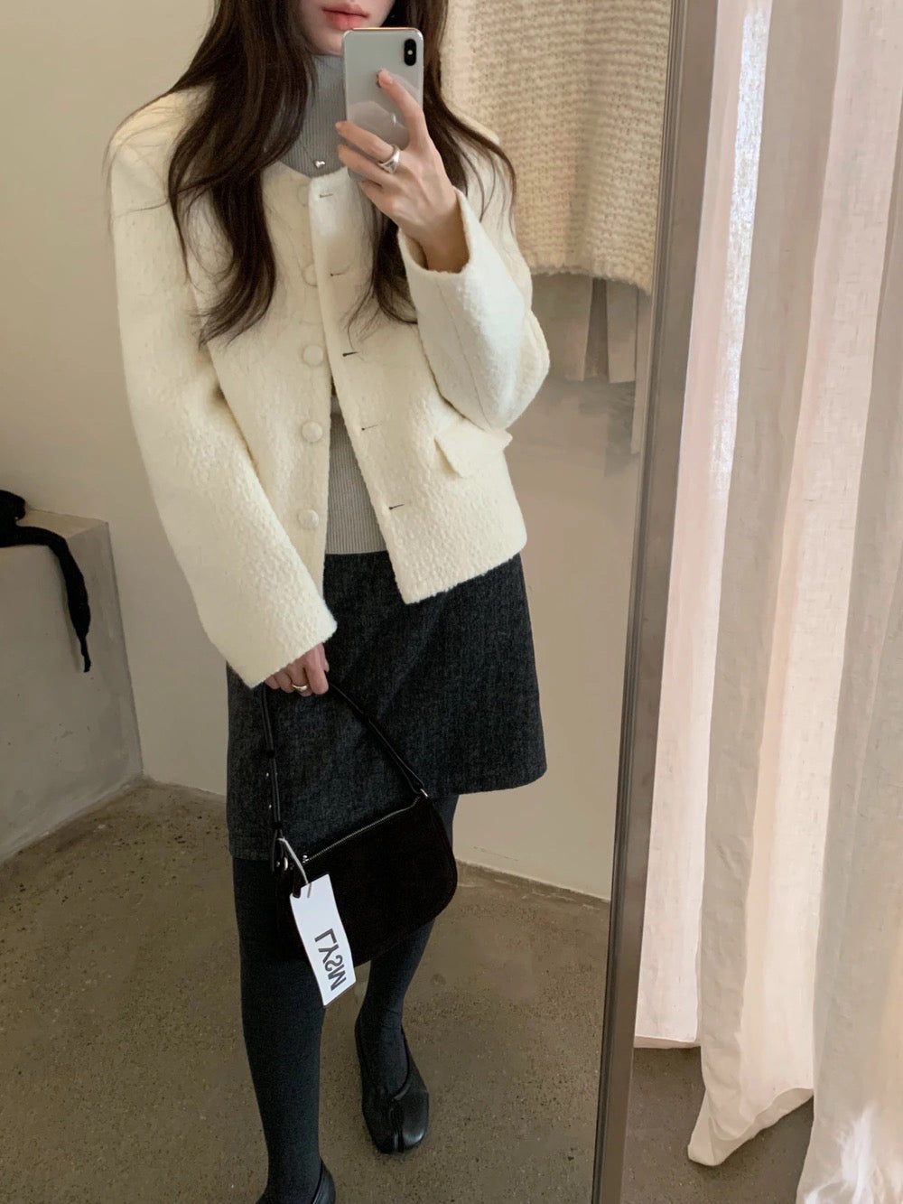 J62 / 高質羊毛圓領包扣tweed外套(50%羊毛)