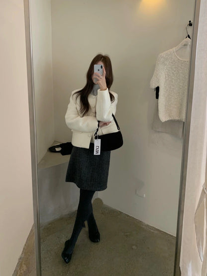 J62 / 高質羊毛圓領包扣tweed外套(50%羊毛)