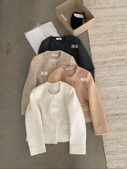 J62 / 高質羊毛圓領包扣tweed外套(50%羊毛)